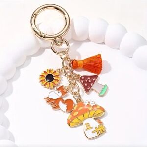 Fox Mushroom Bag Charm Keychain